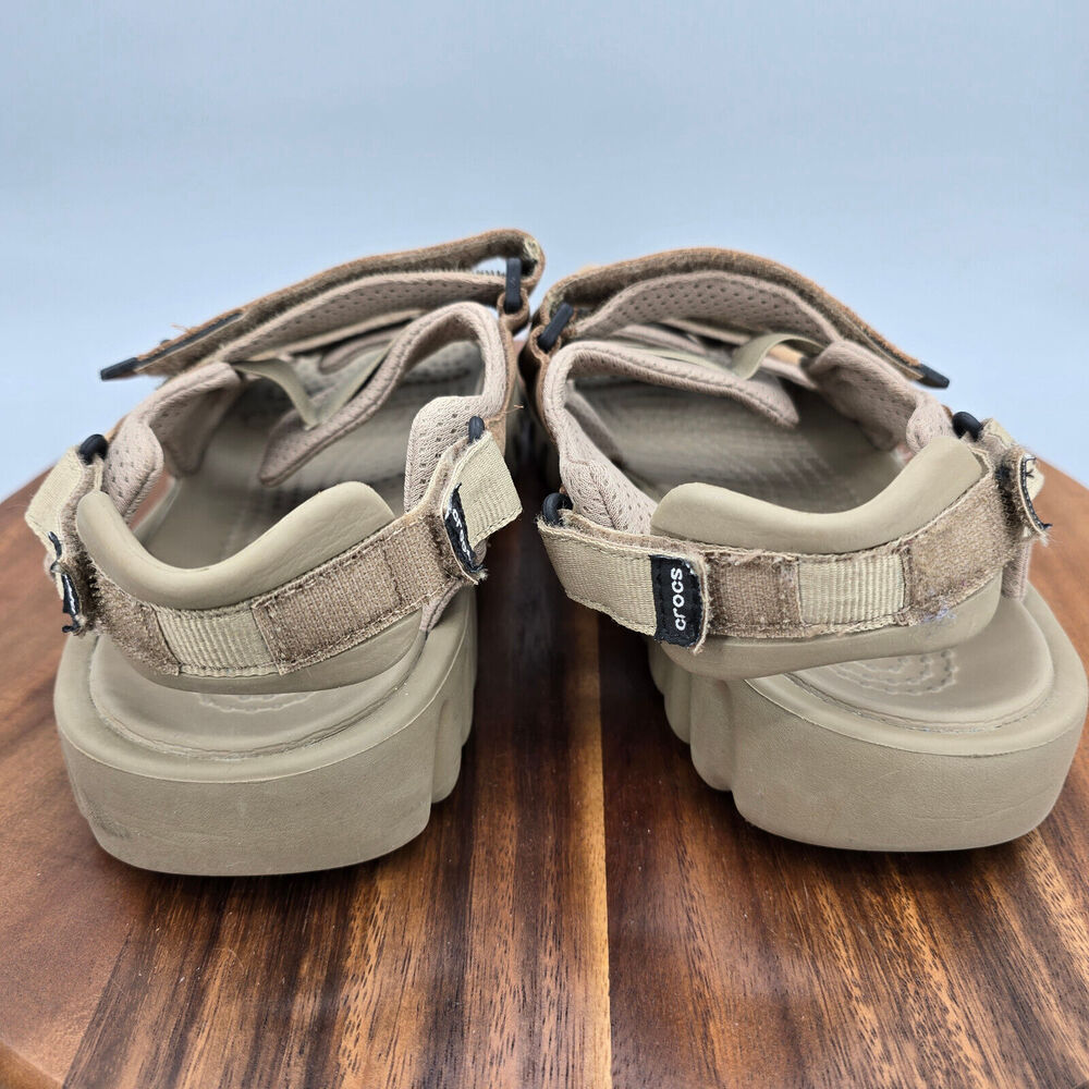 Crocs Yukon Sandals Men's 9 Brown Leather Adjustable Strap Sport Outdoor Comfort - Picture 4 of 7